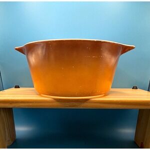 Vintage Pyrex 024-B 1.5 Qt Round Milk Glass Mixing Bowl Brown/White Microwave